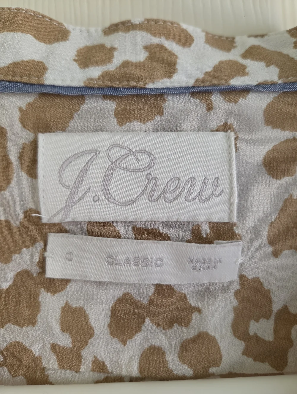 J.Crew Classic-Fit Collarless 100% Silk‎ Leopard Print Blouse Size 0